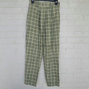 Vintage Plaid Pleated Pants